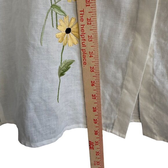 Richard Malcolm 100% Irish Linen Embroidered Button Down Shirt Tunic Top XL - Picture 6 of 8